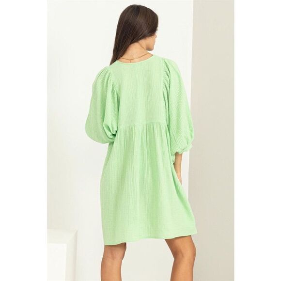 Talulah Dress Womens Large Green Gauze Puff Sleeve Mini Ladies Keyhole - Picture 11 of 12